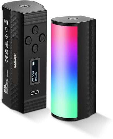 NEEWER Varita Magnética de Luz Portátil, 360° Todo RGB Mini LED Video Light Stick con 2500mAh Batería Recargable,2500-8500K Regulable Cámara Tubo Luz para Fotografía TikTok Youtube Vlog,TL96RGB