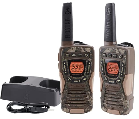 Cobra ACXT1035R FLT Waterproof Walkie Talkies - Rechargeable, Floats, 22 Channels, Long Range 37-Mile Two-Way Radio Set (2-Pack)