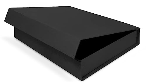 Verpackungswelt Geschenkbox mit Deckel - 31 x 22 x 5 cm - 1 Stück - Starre Verpackung mit Magnetverschluss - für Geburtstag, Hochzeit, Weihnachten, Geburt - Verpackung in schwarzer Farbe Naturpapier