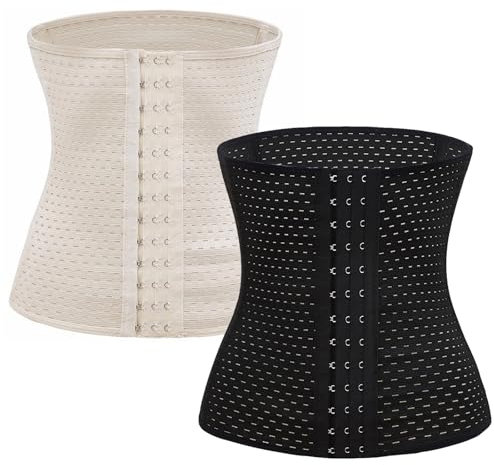 XOPOZON 2 Stück Corsage Damen Bauchweg Waist Trainer Korsett Bauchweggürtel Corset Top 3-reihige Haken Korsage Das Korsagen & Bustiers optimiert den Bereich um Taille Hüfte und Bauch sichtbar (XXL)
