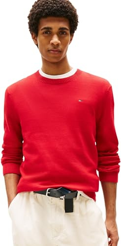 Tommy Jeans Jersey de Punto para Hombre Cuello Redondo, Rojo (Sapphire Red), XS