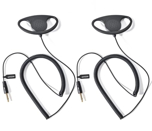 UAYESOK 1 stift 3,5 mm endast mottagning/lyssnarhörlurar, D-form, hörlurar, polis, säkerhet, högtalare, mikrofon, headset, öronstycke med 3,5 mm ljuduttag för Motorola Hytera Kenwood-radio (2 stycken)