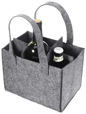 YUNYU Panier à bouteilles pour 6 bouteilles – Porte-bouteilles en feutre de qualité supérieure (24 x 16 x 16 cm), pliable et réutilisable pour bière/vin/spiritueux, portable pour le camping, les