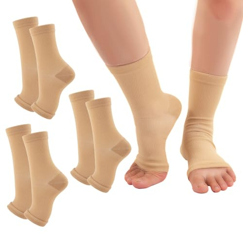 WEESTAAMO 3 Paar Kompressionssocken Offene Zehen (15mmHg) - Unsichtbare Knöchelbandage Hautfarbe für Damen & Herren - Leichte Stützstrümpfe gegen Schwellung bei Arbeit, Reise & Alltag (S/M)