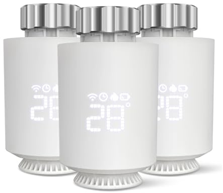 Heizkörperthermostat, Smart Thermostat, Programmierbar Heizungsthermostat Unterstützen Alexa, Google Home Sprachsteuerung und Smart Life App Fernbedienung, Einfache Installation, Smart Home (3 Stück)