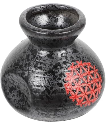 MUELODSIC Palillero Mini de Cerámica Estilo Japonés Florero Retro Pequeño Base Ancha y Redonda Porta Palillos Compacto para Decoración de Escritorio y Plantas Hidropónicas