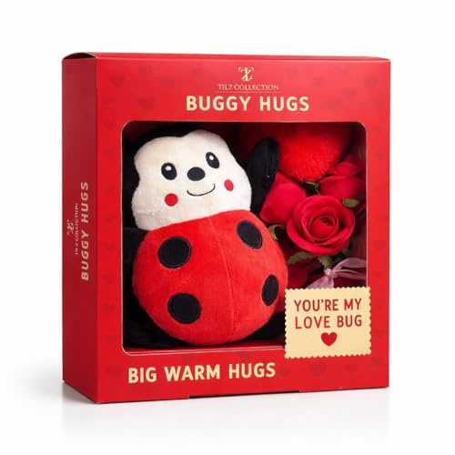 TILZ COLLECTION Gifts For Kids, Girlfriend - Cute Ladybug Plush, Teddy Bear For Girlfriend, Kids Gifts, With Red Roses & Heart Keyring |Gifts For Girls, Teenagers