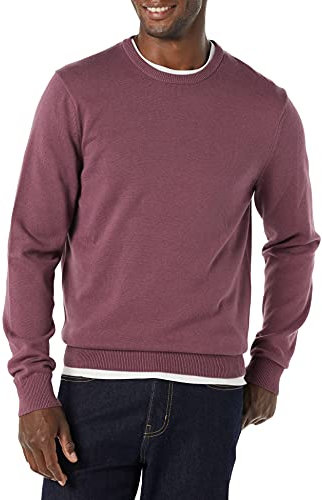 Amazon Essentials Herren Langärmliger Pullover Mit Rundhalsausschnitt, 100% Baumwolle, Erhältlich In Groß Und Schwer, Pflaume, L