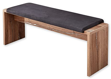 Stella Trading LINEA Sitzbank in Flagstaff Oak Optik, Anthrazit - Moderne Esszimmerbank für Ihren Wohn- & Essbereich - 130 x 49 x 40 cm (B/H/T)