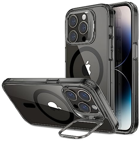 ESR for iPhone 14 Pro Case, Magnetic Case with stand Compatible with MagSafe, Military-Grade Protection, Built-In Camera Ring Stand, Classic Kickstand Clear Case with HaloLock, Clear Black