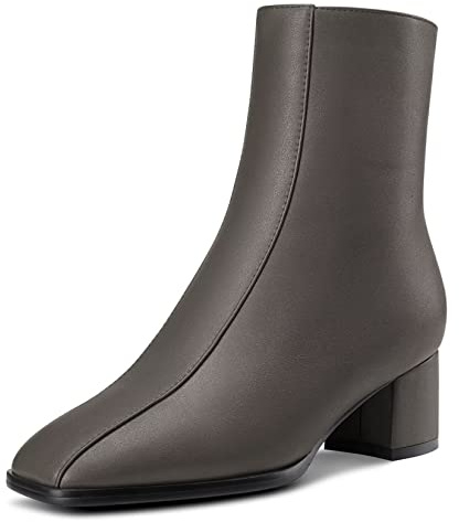 NobleOnly Femmes Bloc Chunky Bas Kitten Talon Heel Carré Bout Fermeture à Glissière Bottines Mariage Dress 5 CM Heels Métallique 40 EU
