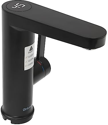 panfudongk BWF-BP21VR30 Moderner Schwarz Wasserhahn mit LED-Temperaturanzeige, 3200W, IPX4 Wasserdicht, Überhitzungsschutz, Trockenbrennschutz, für Küche und Bad