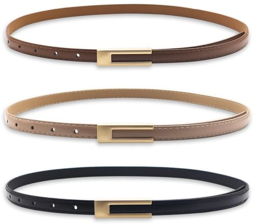 YDHfdc 4 Piezas Cinturon Mujer Piel Ajustable Cinturones de Mujer Moda Delgada Cinturones Mujer con Hebilla de Metal para Jeans Vestidos Abrigo, 105cm