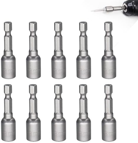 Okaywork Lot de 10 douilles magnétiques de 8mm-Douilles hexagonales douille torx femelle 1/4 - Adaptateur métrique à six pans creux pour Accessoires pour perceuse électrique visseuse sans(8 * 42MM)
