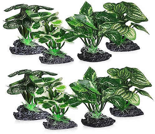 BELLIFFY 8pièces Plantes Artificielles pour Aquarium De Décor Végétal Simulation Haute Réalité pour Aménagement Aquatique Sécuritaire pour Poissons