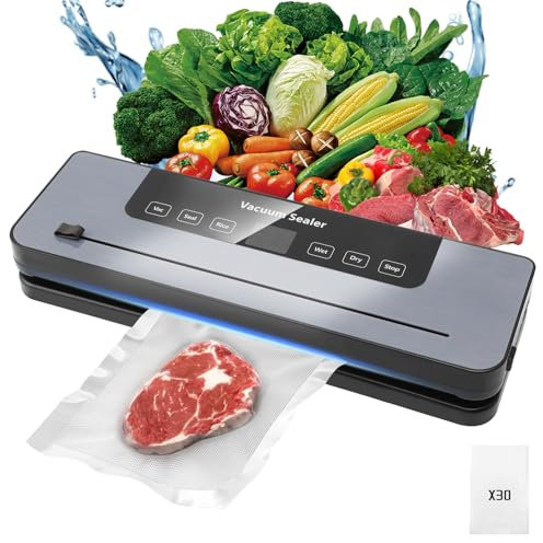 Vacuum Sealer Machine,6- in- 1 Fast-Compact Vacuum Sealer Machine, Globefish Technology for High-Speed Continuous Working, Multi-Functional Food Vacuum Sealer with Vacuum Bags and Accessory Hose