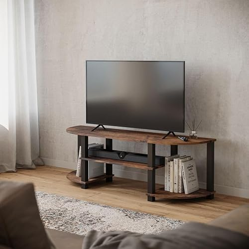 URBNLIVING Wide TV Unit Stand, Modern S-Tube Entertainment Centre with Spacious Storage, Ideal for Living Room Bedroom, Durable MDF Construction, Multiple Finish Options