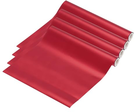 QUARKZMAN 4 Pcs Toner Reactive Foil, Rollo de Papel de Transferencia de Lámina Metálica de 15cm x 300cm para Pluma de Lámina Caliente Scrapbooking Transferencia de Calor, Rojo