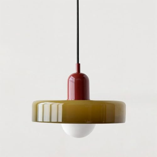 Lampe à suspension du milieu du siècle, plafonnier coloré avec abat-jour en verre, luminaire suspendu vintage en fer et verre pour chambre à coucher, salon, cuisine, couloir (couleur : E, taille :