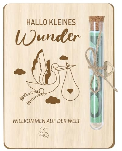 Dreaku Regalo de nacimiento niño niña regalo dinero embalaje de madera bebé con tubos de ensayo divertido regalo para niñas (nacimiento niño)