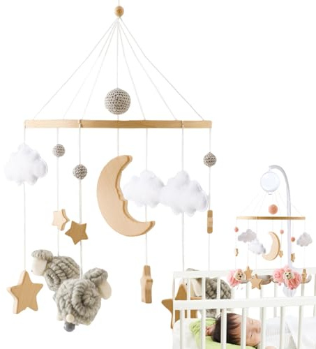 Krmoau Crib Mobile Para Bebés - Móvil Música para Cuna - Música Móvil Portátil Boho Para 0-3 Bebés Cochecito Decoración