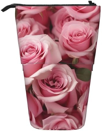 Red Rose Vertical Retractable Pencil Case Storage Bag Daily Storage for School Office Makeup Bag