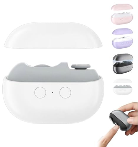 Cortauñas inteligente Glosrity Easyclip, cortauñas eléctrico multifunción, pulidor de uñas con luz LED y almacenamiento con clip para bebés, niños, adultos y personas mayores (Blanco)