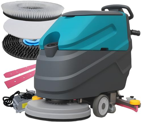 KARHDIR C7 Walk Behind Commercial Floor Scrubber Machine, 22 Cleaning Width, 31.5 Suction Width, 18.5 Gallon Solution Tank, 15.9 Gallon Recovery Tank, 32000 Sqft/h, Complete Set of Parts