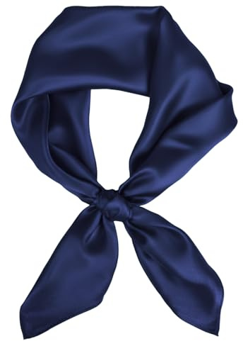 Bliceon Square Silk Scarf for Women, 70x70 cm Navy Blue Bandana, Large Plain Head Scarf for 50s Retro Head, Navy Blue Accessories for Womens and Girls, Handkerchief, Holiday Gifts