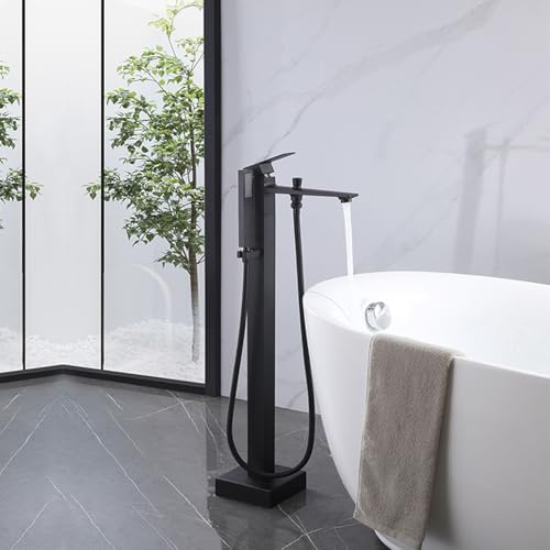 Grifo Bañera de Suelo Negro Monomando Grifo de Pie para Bañera Exenta G1/2 Ducha Baño