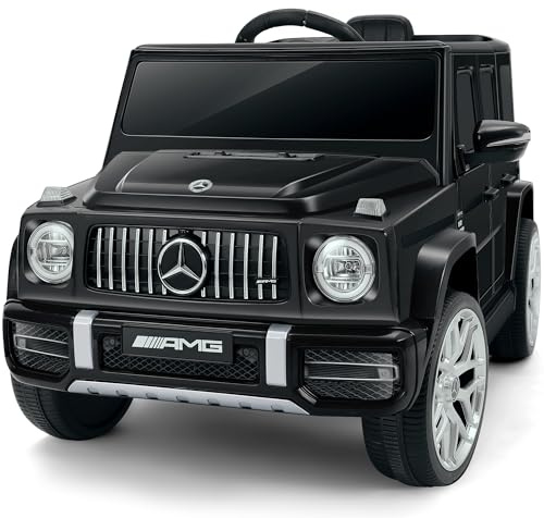 ELEMARA Licensed Mercedes Benz AMG G63 Electric Car for Kids,12V Ride on Car with Remote Control,Rechargeable Battery,Flickering Lights/LED Lights, Bluetooth,Music & Horn, Low Battery Prompt,Black