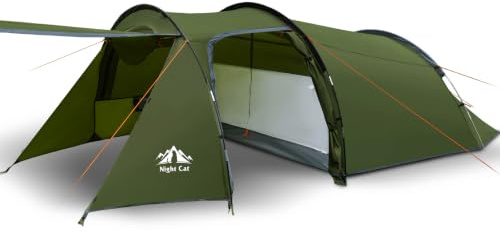 Night Cat Tente Tunnel 4 Personne: Imperméable Grande Familiale Tente de Randonnée pour Camping Trekking Montage Facile