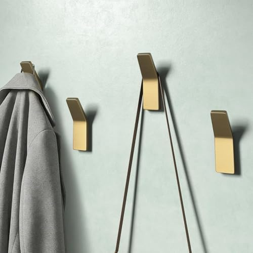 Mai & Mai Coat Hooks Wall Mounted 4 Pack Zinc Alloy Brushed Gold
