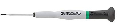 Stahlwille 47513004 4751 Precision Slotted Screwdriver, 0.30mm x 1.50mm, 40mm Blade, Rotatable Cap, Black Tips, for Electronics Technicians, Made in Germany