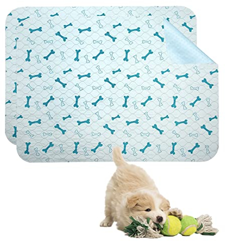 Geyecete Waschbare Welpen Unterlagen,2 Stück 89 * 75cm Haustier-Urinunterlage Wiederverwendbare,PIPI matten für Hunde,Absorbierend Puppy Pads für Hunde,Katzen,Meerschweinchen-Blau