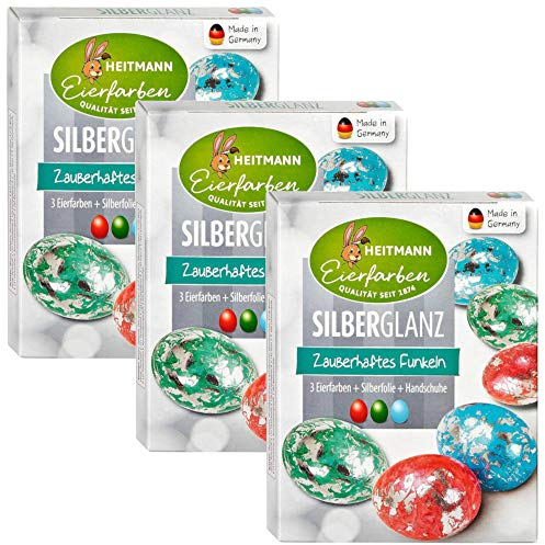 Heitmann Eierfarben Glitzer-Ei - 3 Kaltfarben (3X Silberglanz)