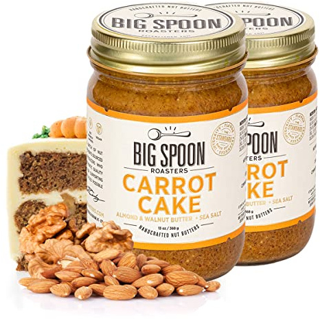 Big Spoon Roasters Carrot Cake Almond Butter With Sea Salt - Keto Friendly, Low Sugar Almond Butter - Crunchy & Bee-Friendly Almonds - Gourmet, Vegan Almond Nut Butter - 2 x 13 Ounces