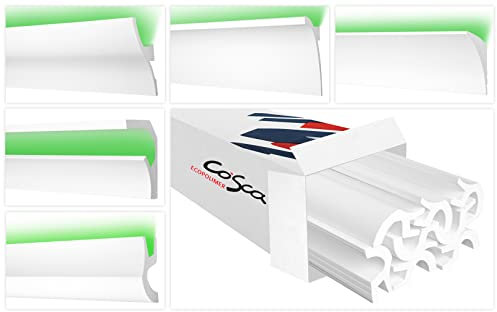 COSCA LED Stuckleisten aus Ecopolymer - Wand & Deckenleisten indirekte Beleuchtung, extrem resistent - (CK24-15 Meter) Kunststoff Stuck Zierprofile Hart
