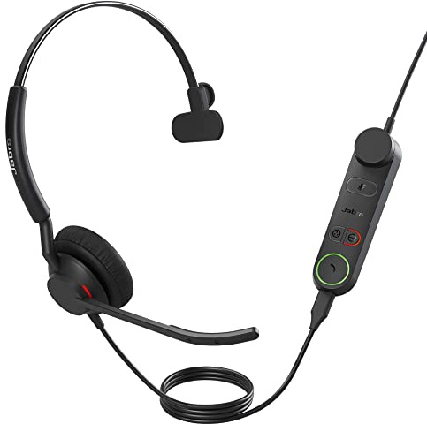 Jabra Engage 50 II schnurgebundenes Mono-Headset mit Link Call Control, geräuschunterdrückender 3-Mic-Technologie und USB-A-Kabel - mit Allen führenden UC-Plattformen wie Zoom kompatibel - Schwarz