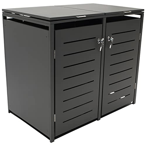 DEGAMO Mülltonnenbox 2-er Mülltonnenhaus KÖLN für 2X Tonnen 120 und 240 Liter, Stahl verzinkt, Farbe anthrazit