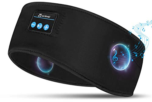 flintronic Auriculares para Dormir, Diadema Deportiva para Dormir, Antifaz para Dormir Auriculares Bluetooth, para Deportes, Musica, Correr, Viajar(Negro)