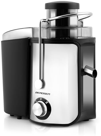 Berdsen - Entsafter - für Obst und Gemüse - 500 ml Saftbehälter BPA-frei - Saftmaschine - 600 W - Edelstahl-Klinge - 12000-13000 U/min - Juicer - Saftpresse aus Edelstahl - Elektrisch - Schwarz