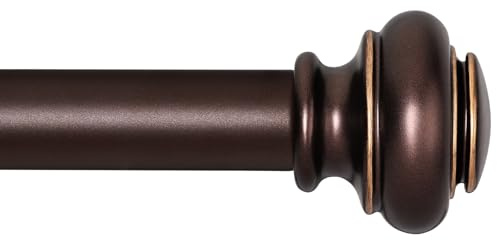 SIMEWIN Heavy Duty Curtain Rods for Windows 66 to 120 Inches, Bronze Curtain Rods for Bedroom, Living Room, Patio, Kitchen, Adjustable with Classic Finials