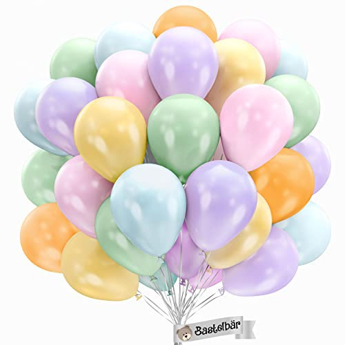 BIO Luftballons Geburtstag • [100 Stück] • Macaron Mix • Premium Ballons aus 100% reinem Naturlatex • Heliumballons bunt • aus natürlichen Rohstoffen • Ballongirlande
