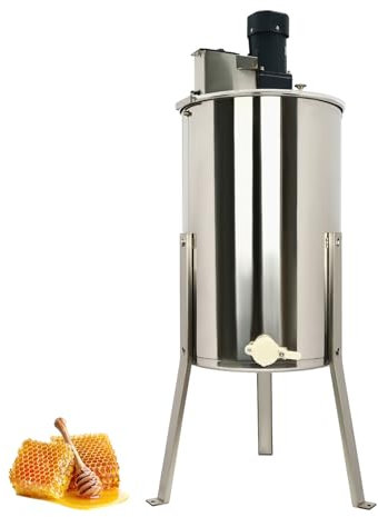 SICHENSH Elektrische Honigschleuder, 4-Rahmen Edelstahl Honigextractor, 140W Honig-Extraktor mit Honigauslass und Acryl-Deckel, Elektro Tangentialschleuder für Honigindustrie