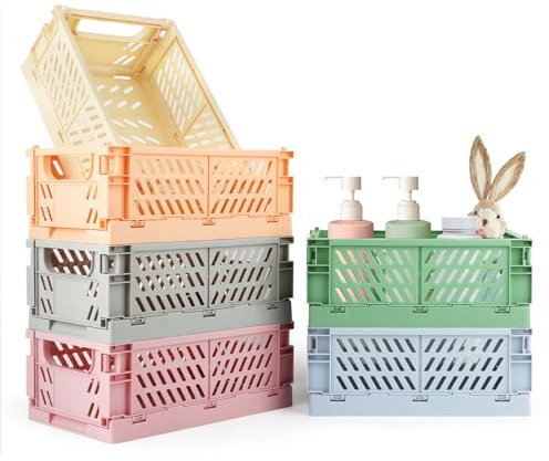 TOSAVGA 6 Stücke Klappbox, 25 * 16 * 10cm Körbchen, Klappboxen Faltbar Stabil, Klappkiste Groß, Klappkorb Faltbar, Klappboxen für Küche, Kinderzimmer, Büro, Aufbewahrungskiste