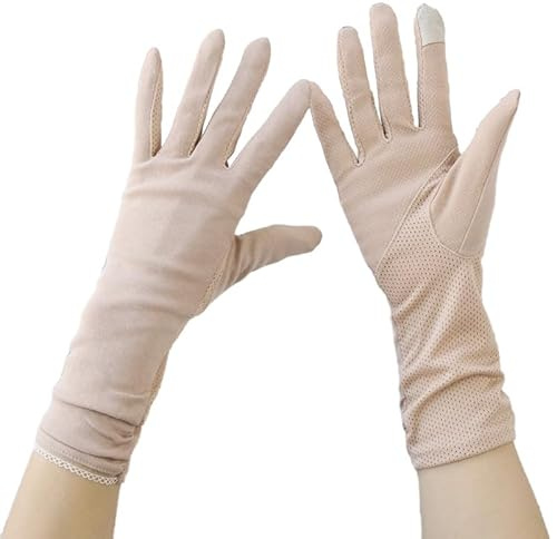 OhMill Guanti da sole lunghi da donna estivi guanti da guida in cotone touch screen a dita complete traspiranti antiscivolo guanto da ciclismo anti-UV estensibile per pesca escursionismo ciclismo