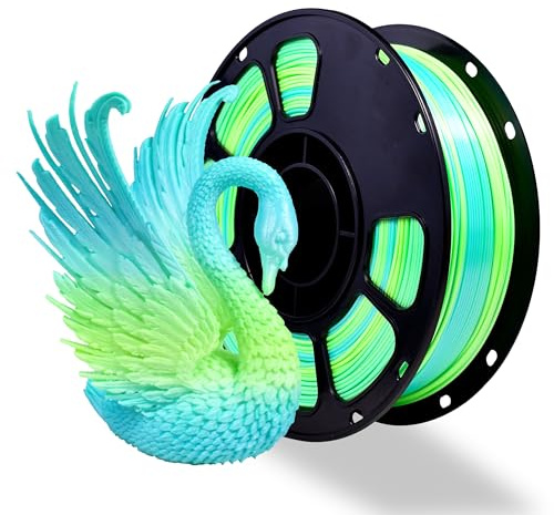 iBOSS PLA+ Filamento effetto seta blu-verde, filamento luminoso, materiale di stampa 3D, precisione dimensionale 1,75 mm + 0,02 mm, bobina da 1 kg, 2,2 libbre, compatibile con la maggior parte delle