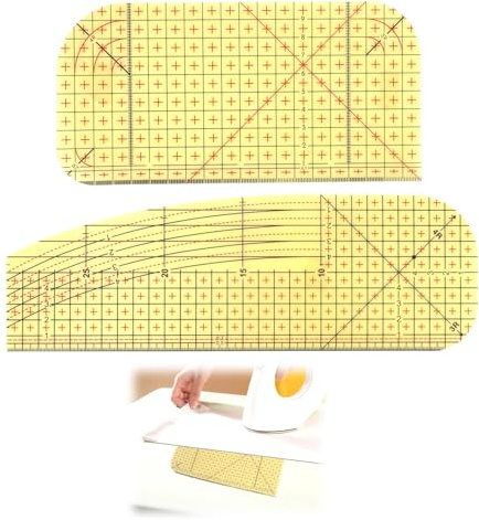 2 reglas de planchar de PVC de 20 x 10 cm, 30 x 10 cm, con graduación milimétrica y superficie antideslizante, ligera, compacta y portátil, ideal para principiantes, bricolaje y patchwork (solo
