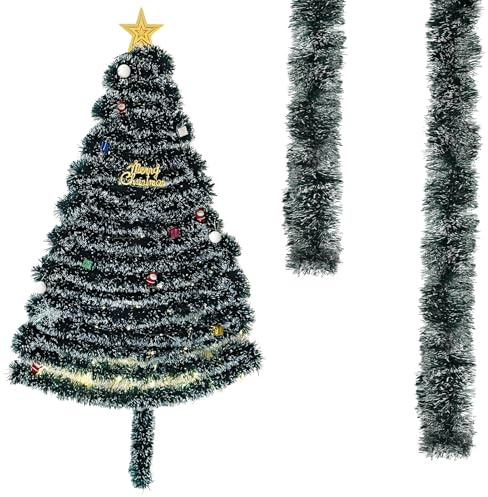 Ghirlanda Natale Verde Scuro 6 Metri - ø 13 CM Ghirlanda Artificiale Abete Decorazioni per L'albero Natale Decorazioni Lametta per Mensola Del Camino,Scale,Camino,Natalizia,Interni,Esterni